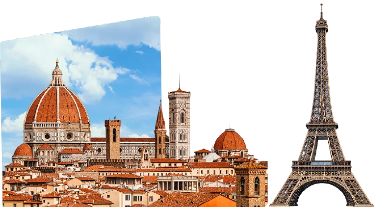 Florence Cathedral and the Eiffel Tower